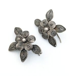 Antique metalwork floral earrings
